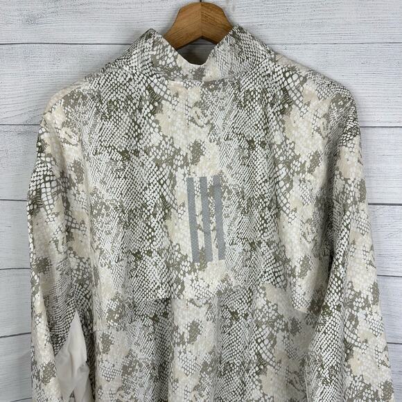 Adidas Mens 2XL Allover Print Marathon Jacket White Aluminium IC7597 Slim Fit - Picture 7 of 12